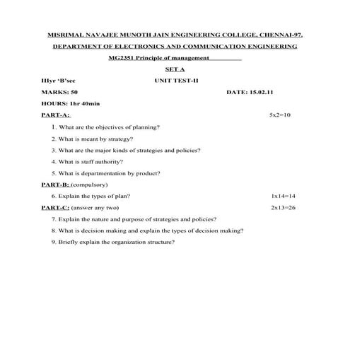 POM Unit Test II - ECE B