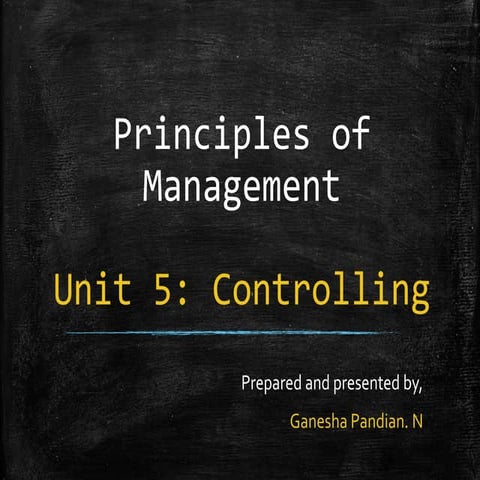 Principles of Management Unit 5: Controlling 
