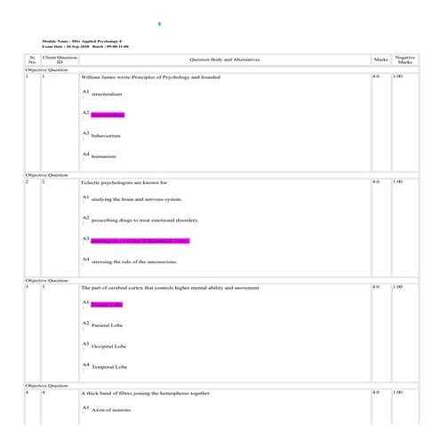 Pondicherry University 2020 M.Sc. Applied Psychology entrance exam question paper solved by S.Lakshmanan, Psychologist.pdf