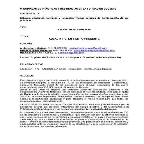 Aulas y TIC en tiempo presente