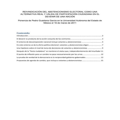 Ponencia: Reivindicación del abstencionismo electoral