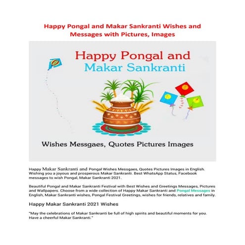 Happy Pongal and Makar Sankranti Wishes Messages Greetings, Images