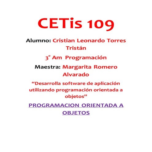 Programación Orientada a Objetos
