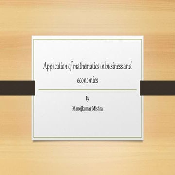 application of mathematics in business and economics | PPT