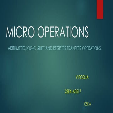 Micro operations ,arithemetic ,logic ,shift and Register Transefer Operations