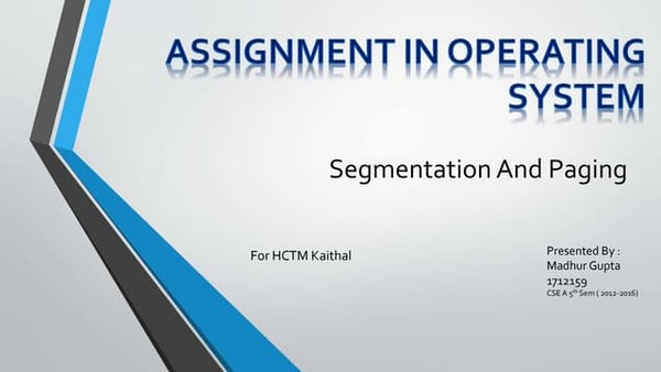 Operating System Paging And Segmentation Operating System Paging And Segmentation
