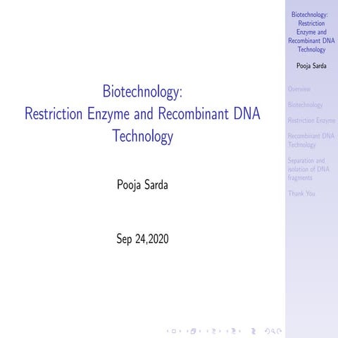 Biotechnology: Restriction Enzyme and Recombinant DNA Technology | PDF