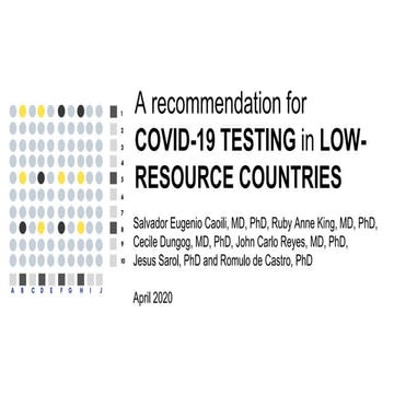 A Recommendation for COVID-19 Testing in Low Resource Countries