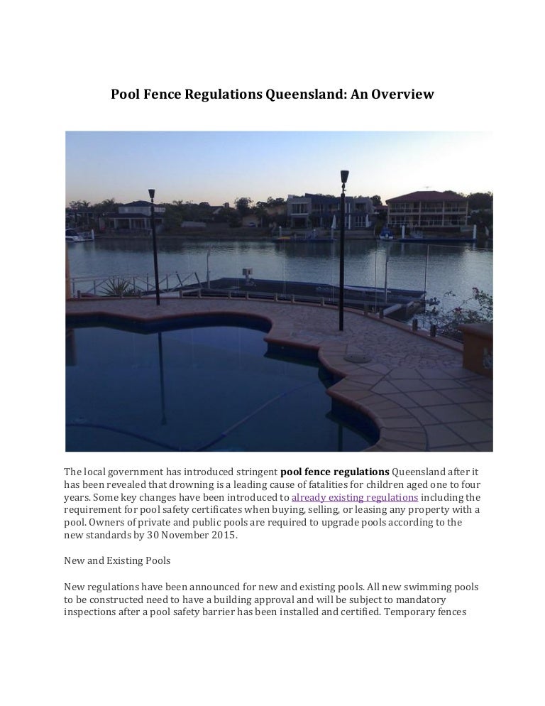 Pool Fence Regulations Queensland