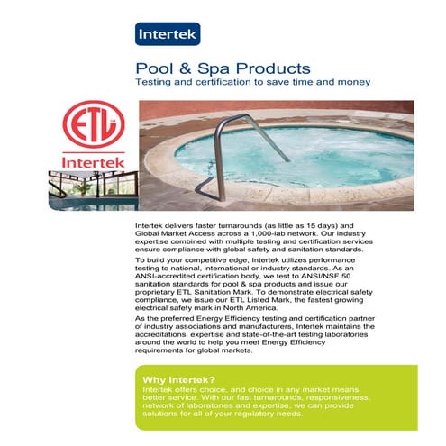 Pool&spa fact sheet