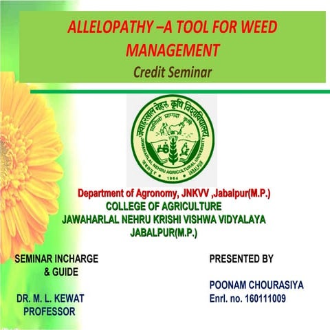 Poonam allelopathy –a tool for weed mgt