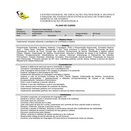 POO Plano de Curso