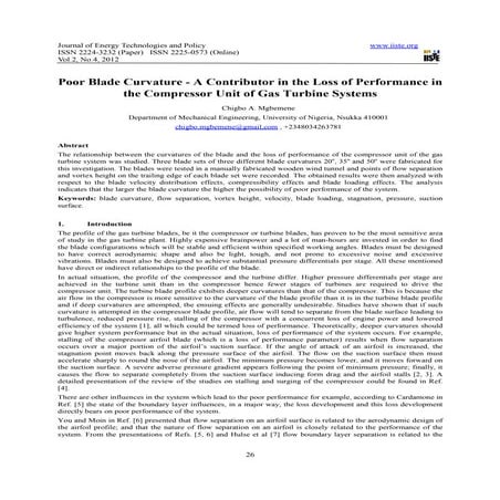 Poor blade curvature   a contributor in the loss of performance in the compre...