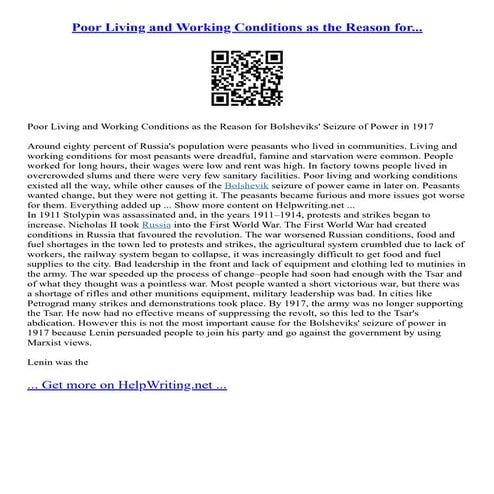 Poor Living And Working Conditions As The Reason For...