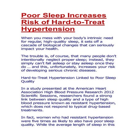 Poor sleep increases risk of hard