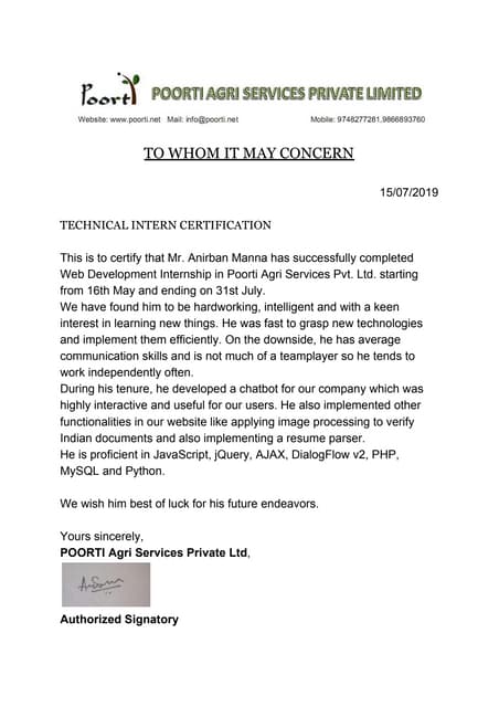Barati Internship LOR | PDF