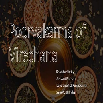 Poorvakarma virechana