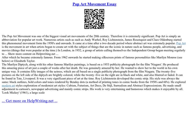 Pop Art Movement Essay PPT pop-art-movement-essay-ppt