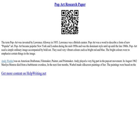Pop Art Research Paper PPT Pop Art Research Paper PPT