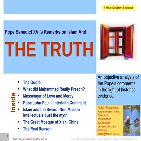 Pope  Remarks &  Islam