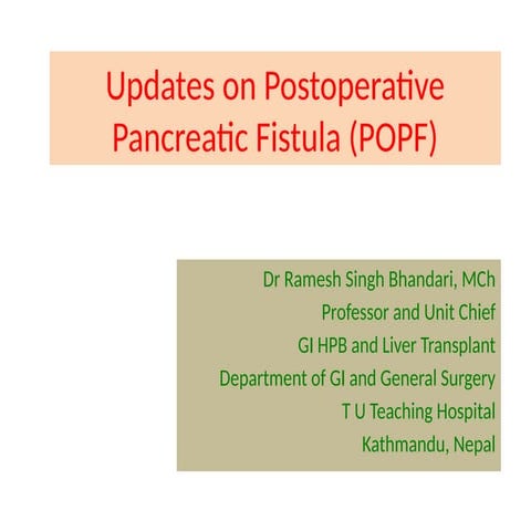 Post pancreaticoduodenectomy hemorrhage (PPH) | PPTX