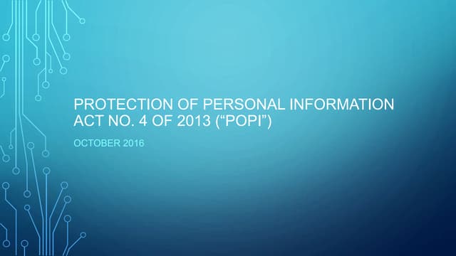 Protection of Personal Information