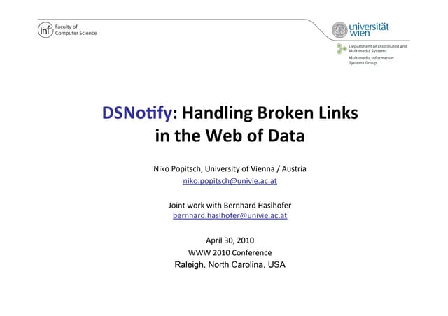 dsnotify presentation at www2010 