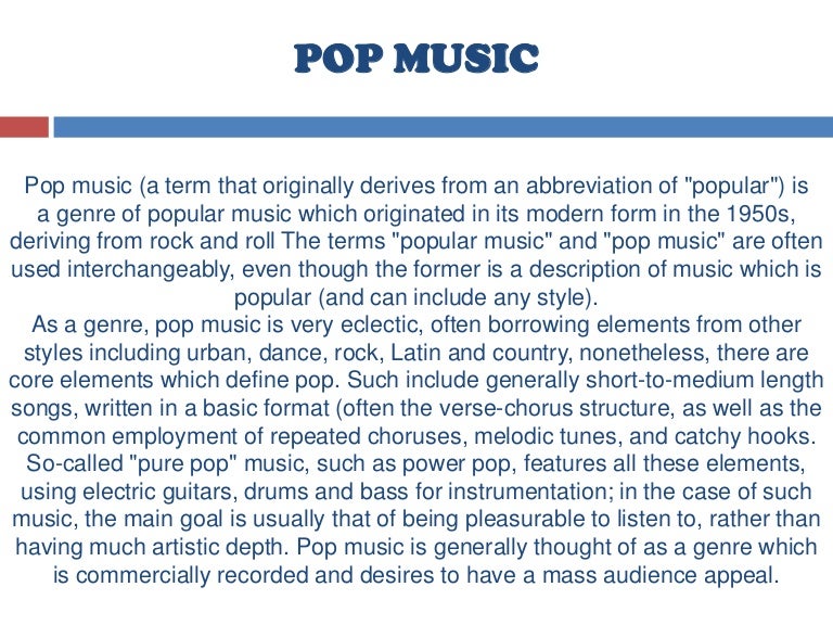 a presentation about pop music