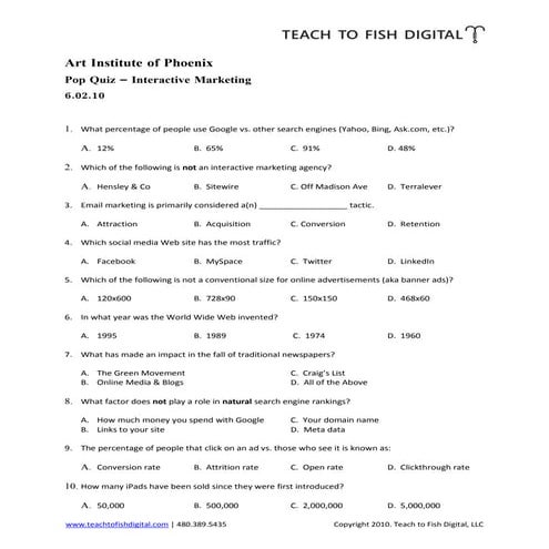 Digital Marketing Pop Quiz