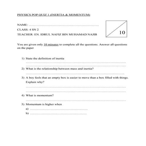 Pop quiz 1 (physics)