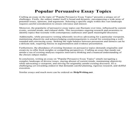 Popular Persuasive Essay Topics