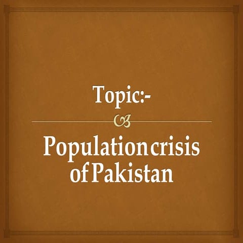 Population crisis of pakistan 2