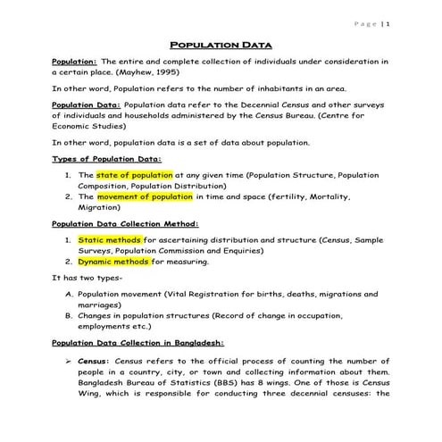 Population data in the context of Bangladesh