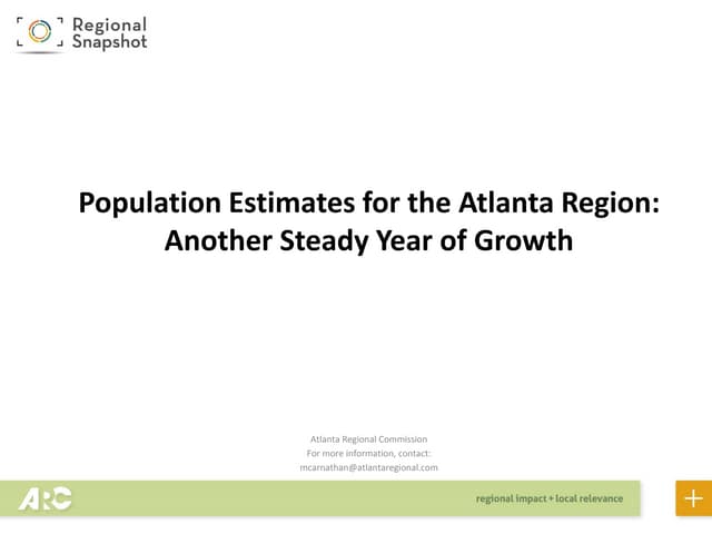 Population Estimates, August 2015 Snapshot