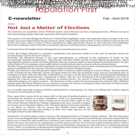 Population fFirst Nnewsletter fFeb april 2019