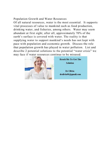 Population Growth and Water ResourcesOf all natural resources, wat.docx