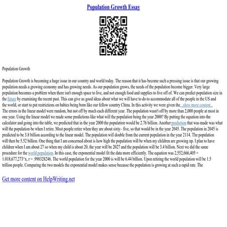 Population Growth Essay