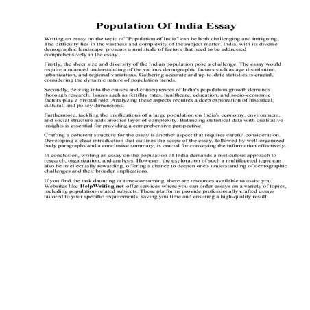 Population Of India Essay. College essay: Population problem in india essay