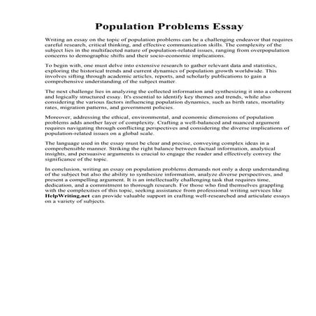 Population Problems Essay. . 438 Words Essay on Population Problem in ...