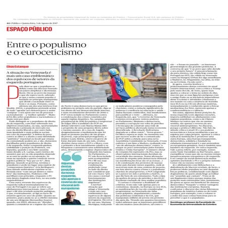 Entre o populismo e o euroceticismo 