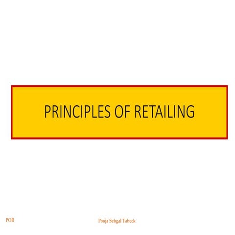 Principles of retailing