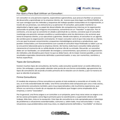 Por  Qué Y  Para  Qué  Utilizar Un  Consultor  P G
