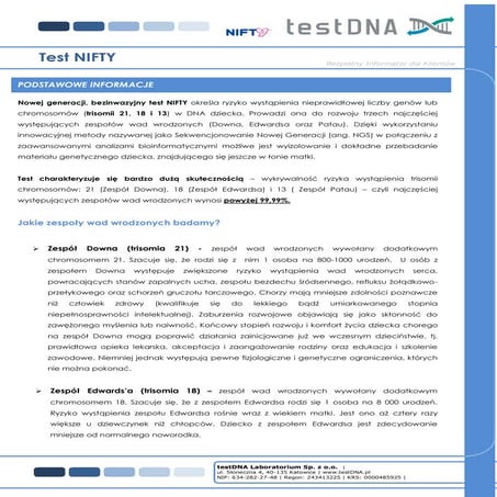 Bezpieczny test w kierunku zespołu Downa, Edwardsa i Patau 