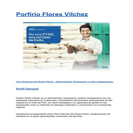 Lo ultimo de Porfirio Flores Vilchez, empresario azucarero