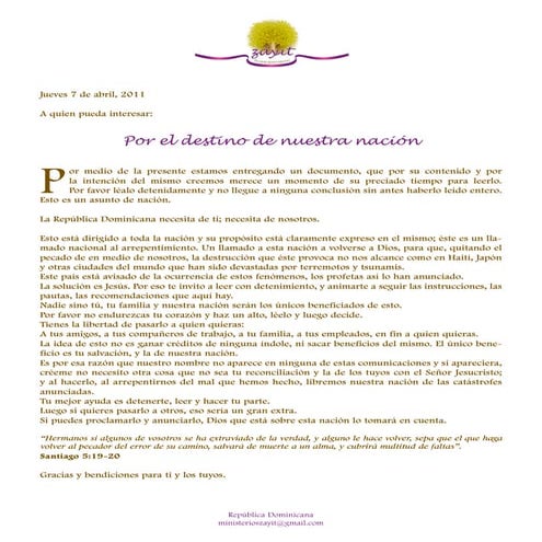 Por la nacion dominicana 1 er aviso