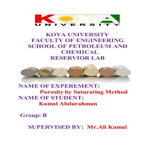 Porosity by saturation method