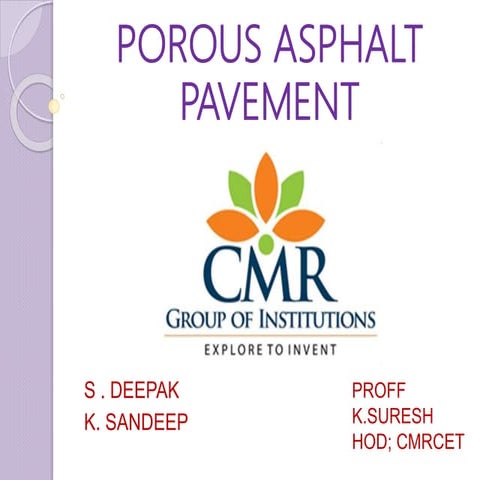 Porous asphalt pavement ppt