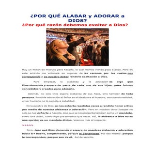 Porque adorar a dios