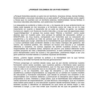 PORQUÉ LOS COLOMBIANOS SOMOS POBRES