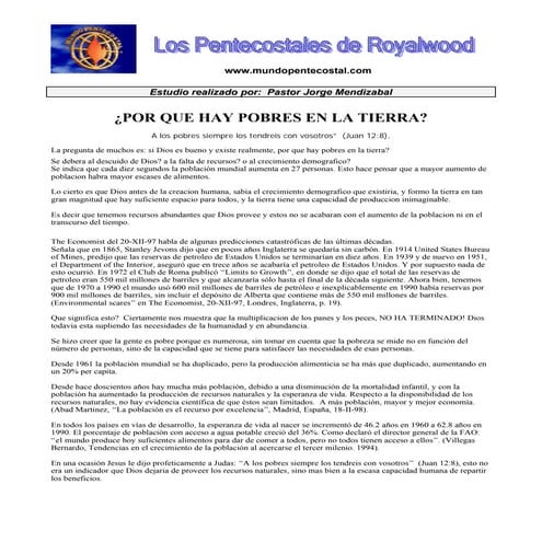 Por Que Hay Pobres En La Tierra